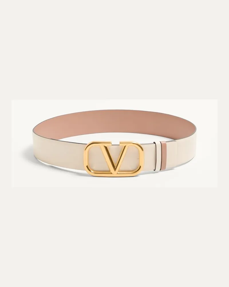 Valentino Garavani Cintura Reversibile VLogo Signature In Vitello Lucido 40 Mm Donna AVORIO Avorio