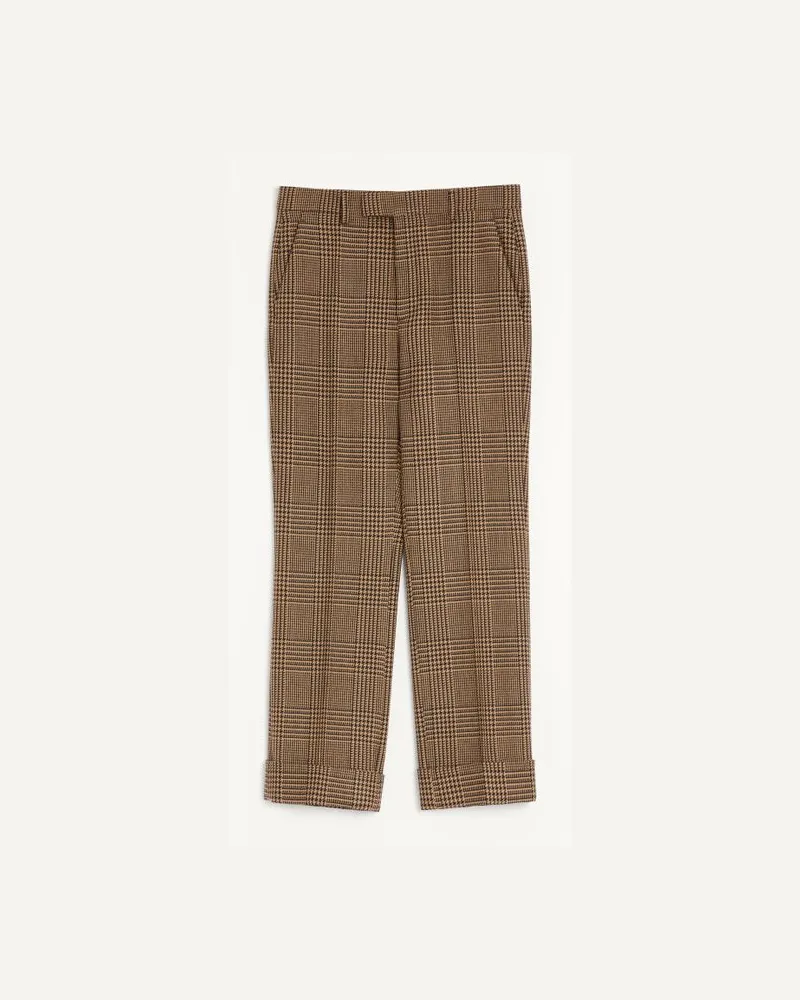 Valentino Garavani Pantalone Valentino In Lana Con Motivo Galles Con Risvolto Uomo CAMMELLO/NERO Cammello