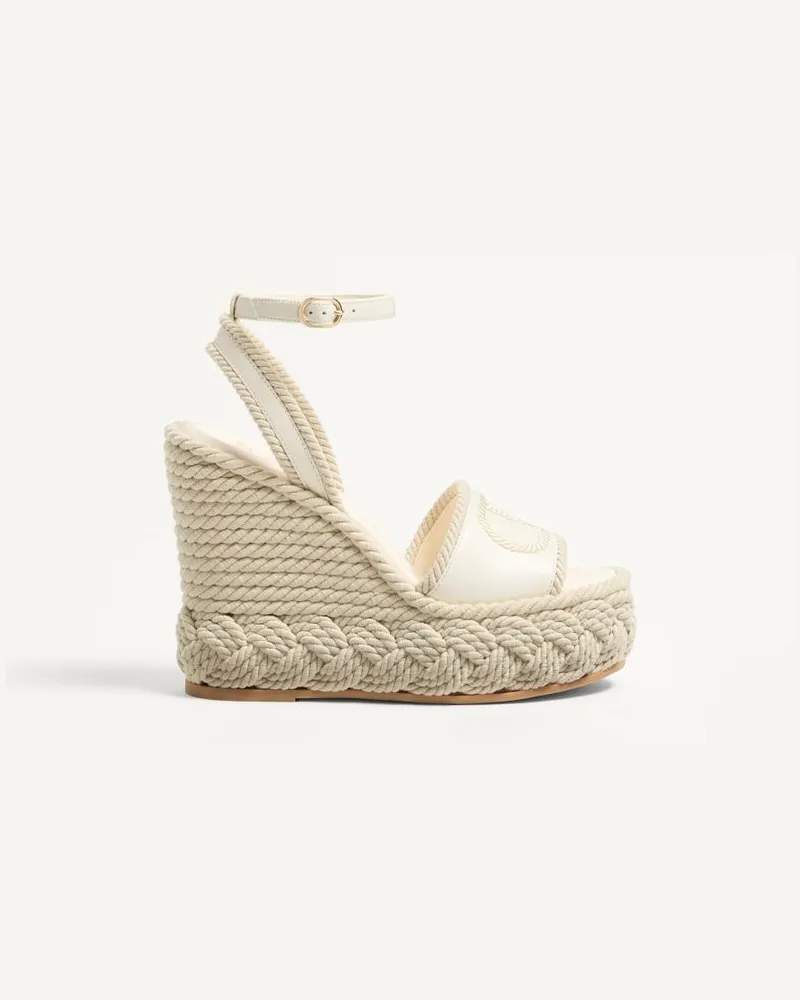 Valentino Garavani Sandalo Zeppa VLogo Torchon In Nappa 130Mm Donna AVORIO Avorio
