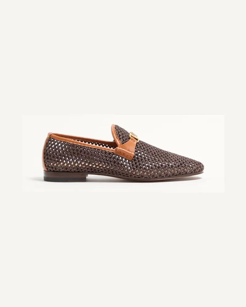 Valentino Garavani Mocassino Wolfe In Rafia Intrecciata Uomo MARRONE Marrone