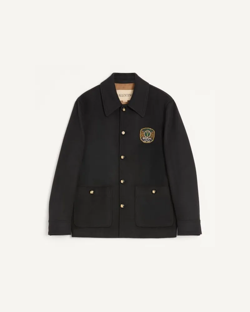 Valentino Garavani Giacca Valentino In Lana E Cashmere Con Valentino Patch Ricamato Uomo NERO Nero