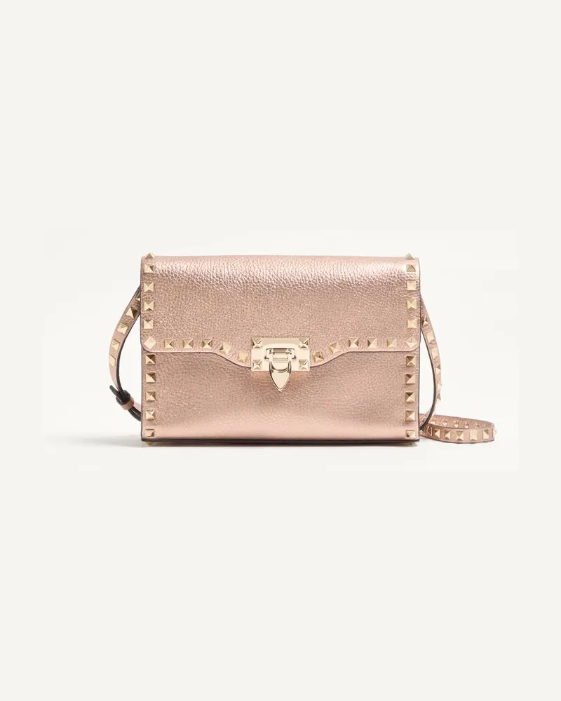 Valentino Garavani Borsa Piccola A Tracolla Valentino Garavani Rockstud In Vitello Granato Laminato Donna ROSE CANNELLE Rose