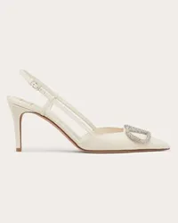 Valentino Garavani DÉCOLLETÉ SLINGBACK VLOGO SIGNATURE IN VITELLO 80MM Donna LIGHT IVORY/CRYSTAL Light