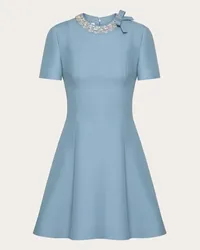 Valentino Garavani ABITO CORTO IN CREPE COUTURE RICAMATO Donna AZZURRO/STRASS Azzurro