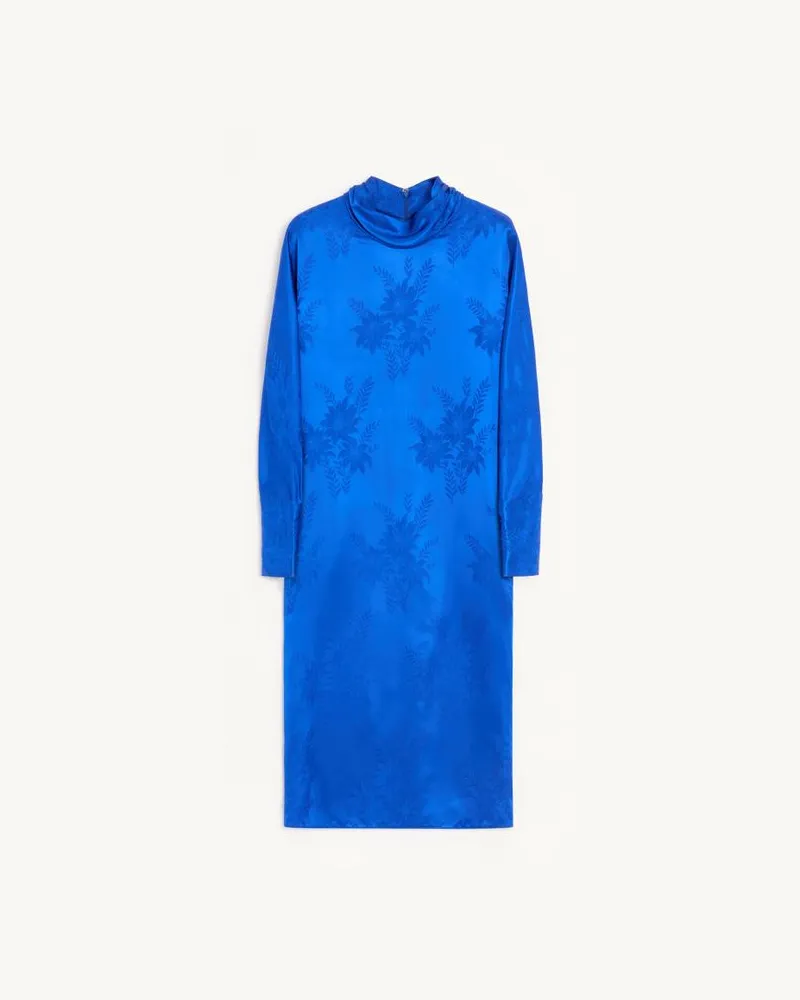 Valentino Garavani Abito Midi In Jacquard Lucido Opaco Girasoli Flowerism Donna COBALTO Cobalto
