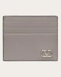 Valentino Garavani PORTACARTE VLOGO SIGNATURE IN VITELLO Uomo GRIGIO PERLA Grigio