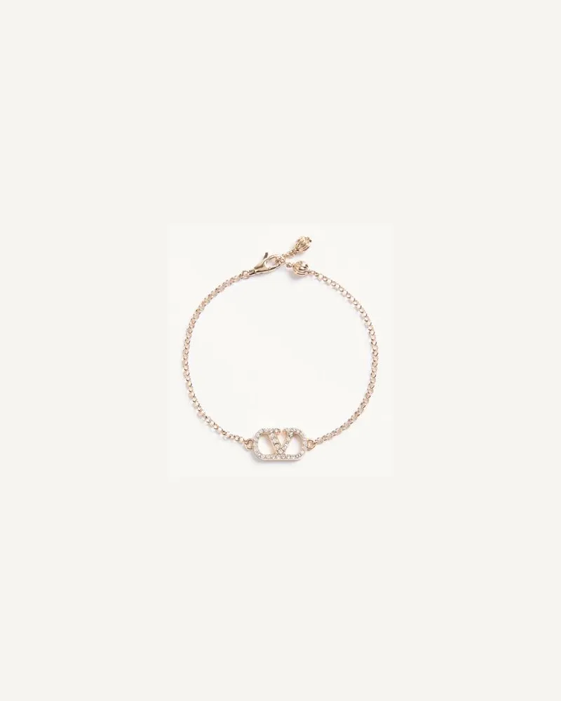 Valentino Garavani Bracciale VLogo Signature In Metallo E Cristalli Swarovski Donna ORO/CRYSTAL Oro