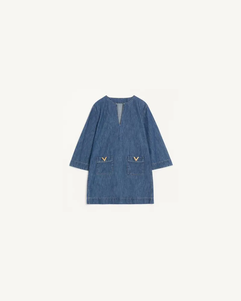 Valentino Garavani Abito In Denim Chambray Donna BLU 38 