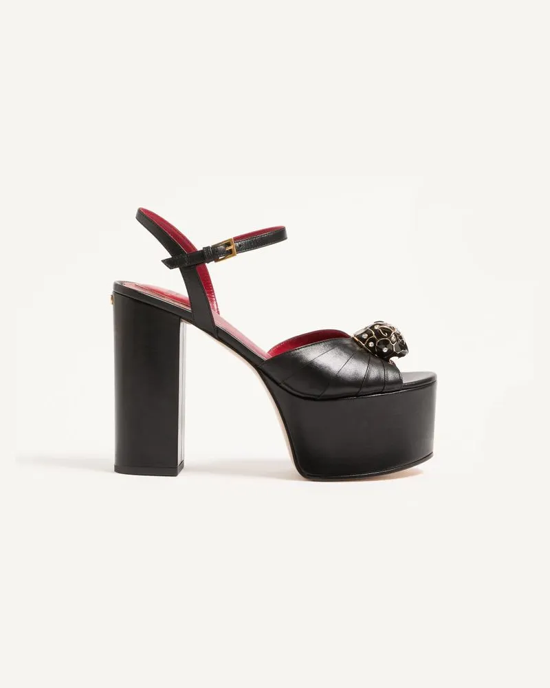 Valentino Garavani Sandalo Con Plateau Panthea In Capretto 125Mm Donna NERO Nero