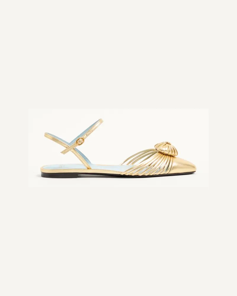 Valentino Garavani Ballerina Coeur Royal In Nappa Laminata Donna ANTIQUE BRASS Antique