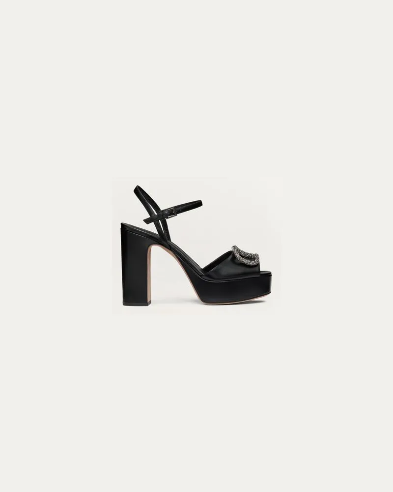 Valentino Garavani SANDALO CON PLATEAU VLOGO SIGNATURE IN VITELLO 115MM Donna NERO Nero