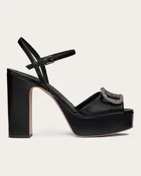 Valentino Garavani SANDALO CON PLATEAU VLOGO SIGNATURE IN VITELLO 115MM Donna NERO Nero