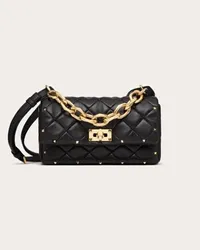 Valentino Garavani BORSA GARAVANI ROCKSTUD SPIKE IN NAPPA PATCHWORK Donna NERO Nero