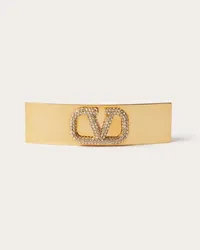 Valentino Garavani FERMAGLIO PER CAPELLI VLOGO SIGNATURE IN METALLO E CRISTALLI SWAROVSKI® Donna ORO Oro