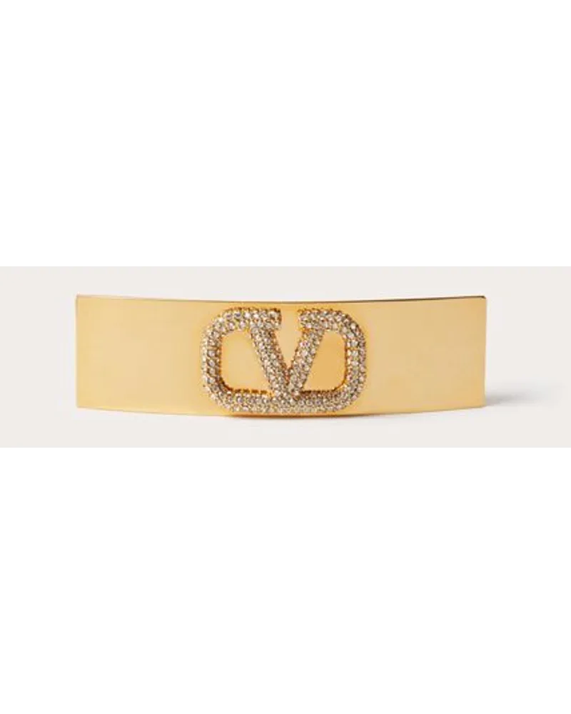 Valentino Garavani FERMAGLIO PER CAPELLI VLOGO SIGNATURE IN METALLO E CRISTALLI SWAROVSKI® Donna ORO Oro