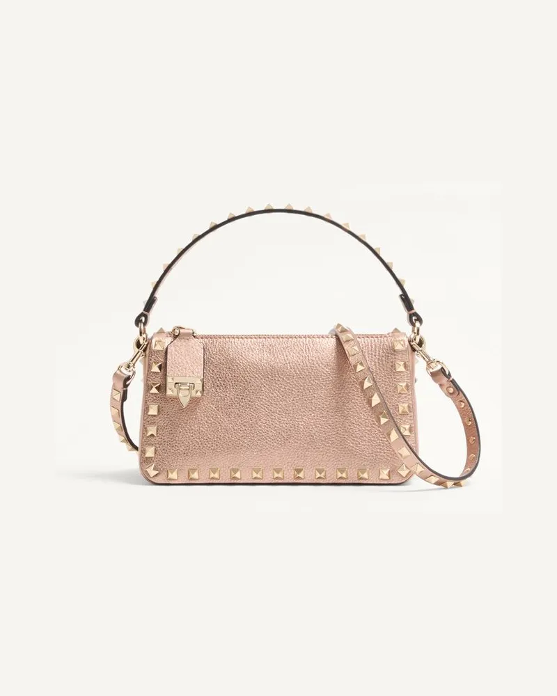 Valentino Garavani Borsa Piccola A Tracolla Valentino Garavani Rockstud In Vitello Granato Laminato Donna ROSE CANNELLE Rose