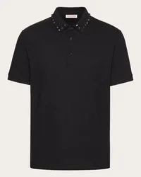 Valentino Garavani POLO IN PIQUET DI COTONE CON BORCHIE BLACK UNTITLED Uomo NERO Nero