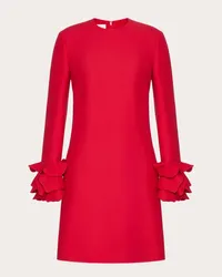 Valentino Garavani ABITO CORTO IN CREPE COUTURE RICAMATO Donna ROSSO Rosso