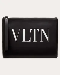 Valentino Garavani Pouch VLTN in Vitello Uomo NERO Nero