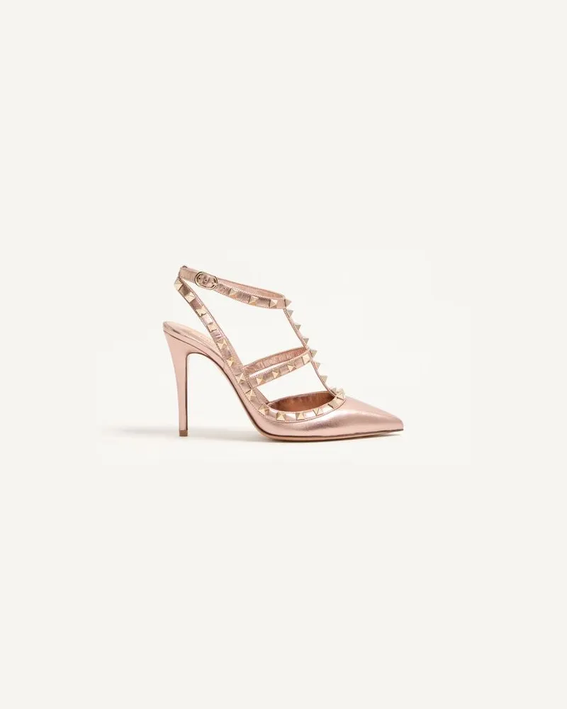 Valentino Garavani Décolleté Rockstud In Nappa Laminata 100Mm Donna ROSE CANNELLE Rose