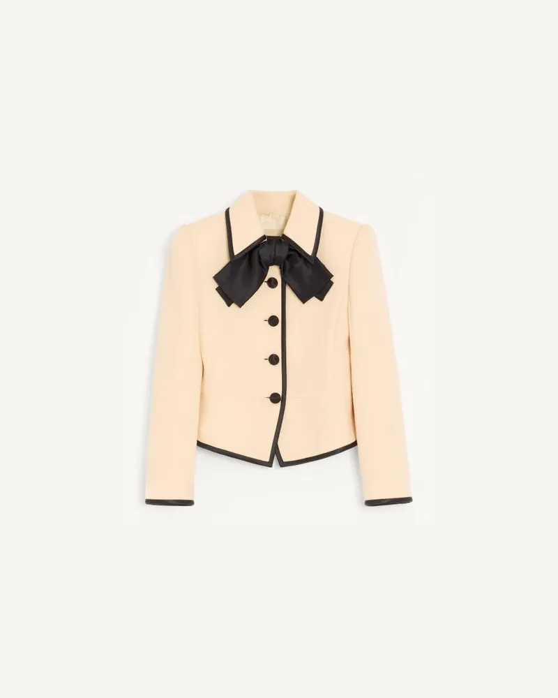 Valentino Garavani Giacca In Wool Crepe Donna BETULLA/NERO Betulla
