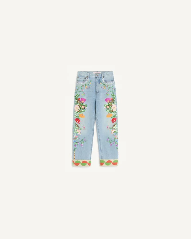 Valentino Garavani Pantaloni In Denim Ricamati Donna DENIM/MULTICOLOR 28 