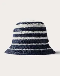 Valentino Garavani CAPPELLO BUCKET VLOGO THE BOLD EDITION IN RAFIA Donna NAVY/AVORIO Navy