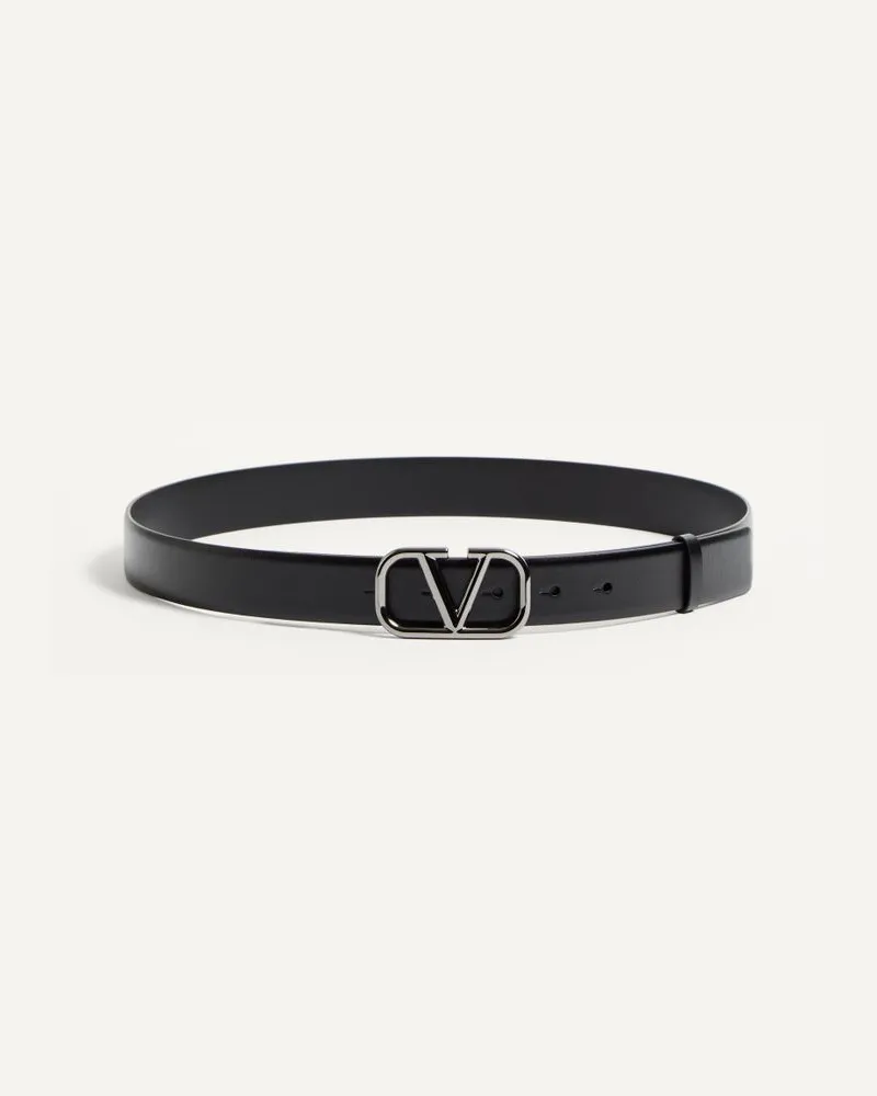 Valentino Garavani Cintura Vlogo Signature In Vitello 30 Mm Uomo NERO Nero