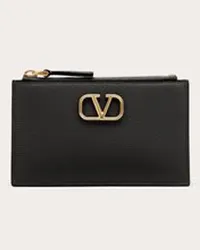 Valentino Garavani PORTACARTE VLOGO SIGNATURE IN VITELLO GRANATO Donna NERO Nero