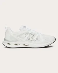 Valentino Garavani SNEAKER VLOGO EASYJOG IN VITELLO E TESSUTO Donna BIANCO/AVORIO/GRIGIO Bianco