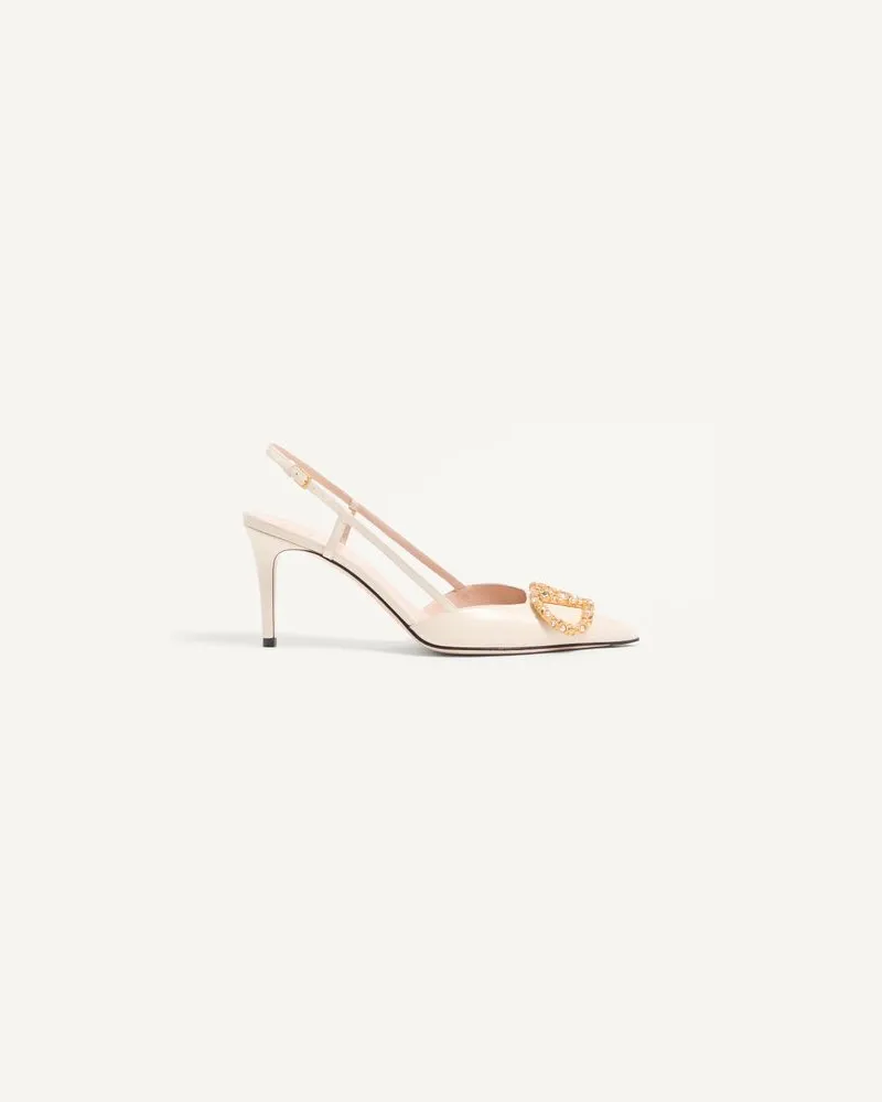 Valentino Garavani Décolleté Slingback Vlogo Signature In Vitello Con Logo Gioiello 80Mm Donna AVORIO Avorio