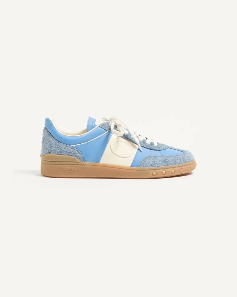 Valentino Garavani Sneaker Low Top Upvillage In Crosta E Nylon Uomo AZZURRO/AVORIO Azzurro