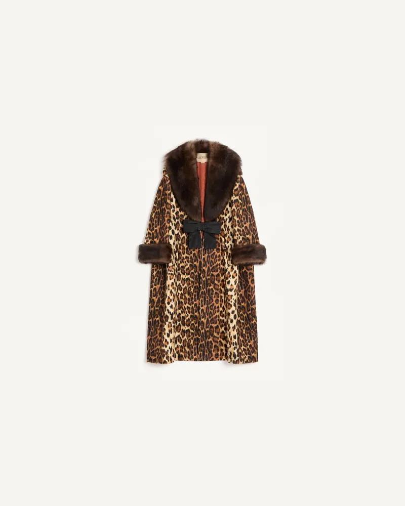 Valentino Garavani Cappotto In Panno Fauve Eclat Maculato Donna ANIMALIER 44 
