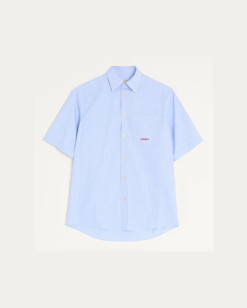 Valentino Garavani Camicia In Cotone Con Ricamo Uomo CELESTE Celeste