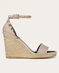 Valentino Garavani SANDALO ZEPPA ROCKSTUD DOUBLE IN VITELLO GRANATO 105MM Donna POUDRE Poudre