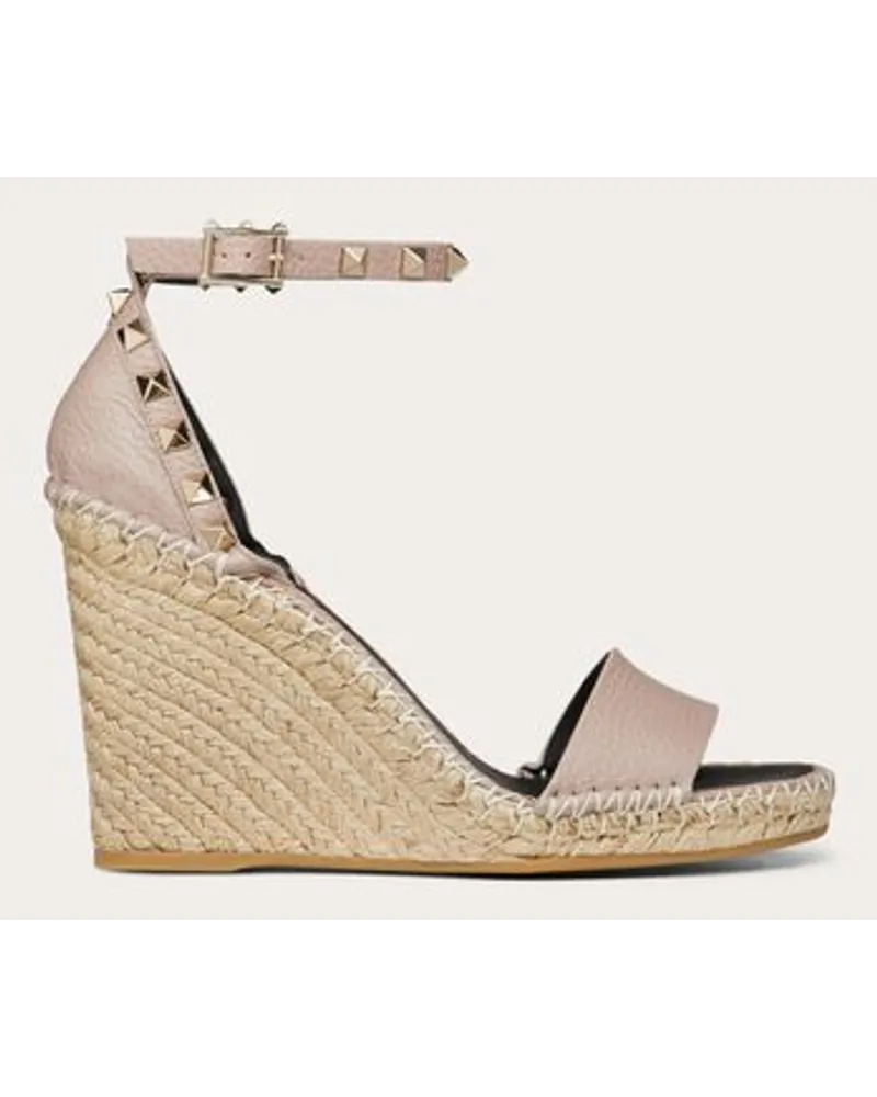 Valentino Garavani SANDALO ZEPPA ROCKSTUD DOUBLE IN VITELLO GRANATO 105MM Donna POUDRE Poudre