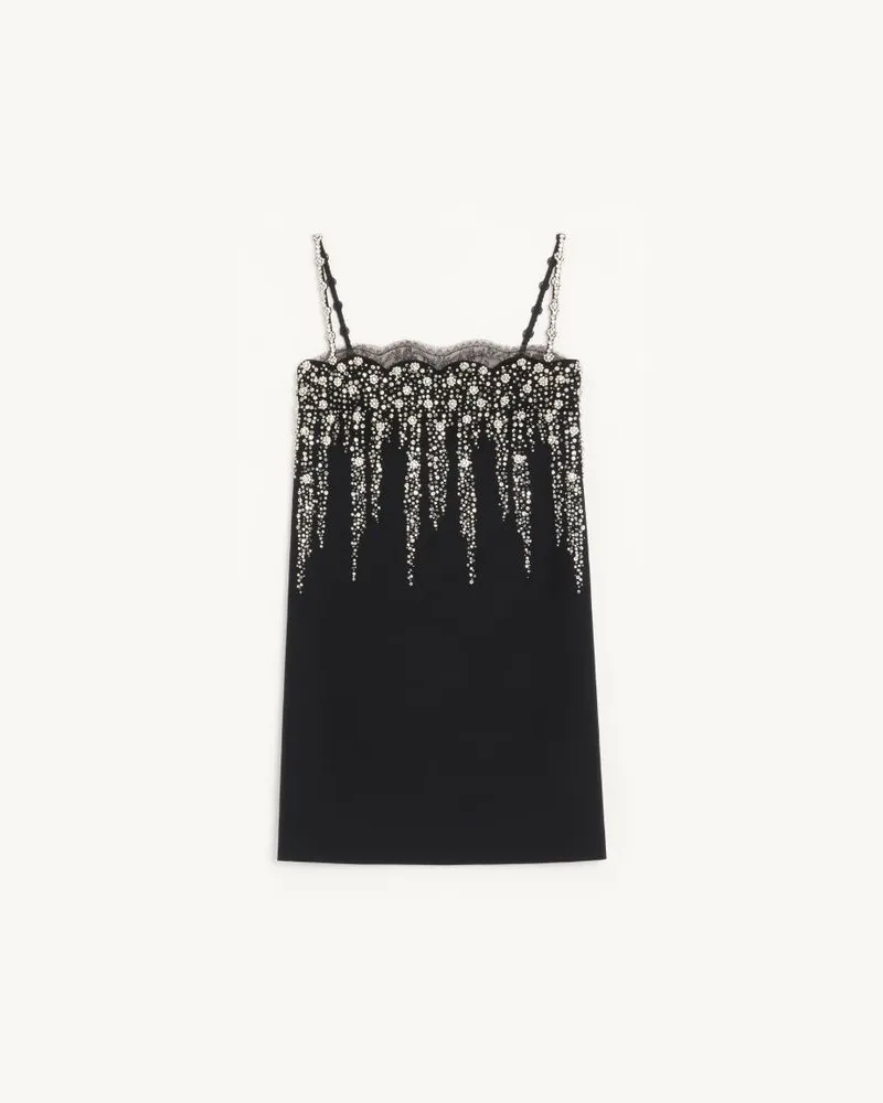 Valentino Garavani Abito Corto In Crepe Couture Ricamato Donna NERO Nero