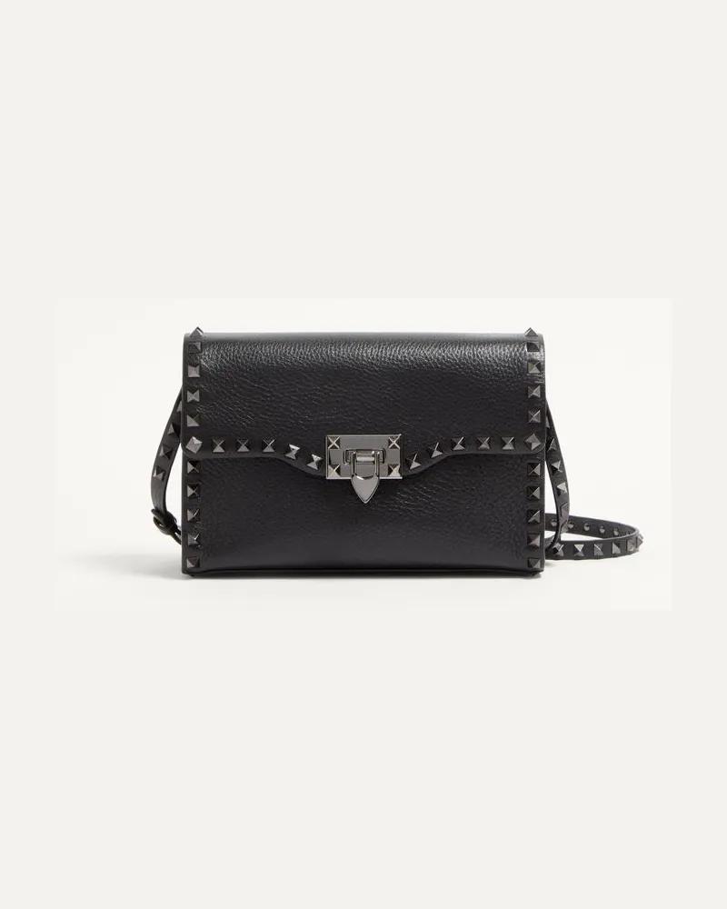 Valentino Garavani Borsa Piccola A Tracolla Rockstud In Vitello Granato Donna NERO Nero