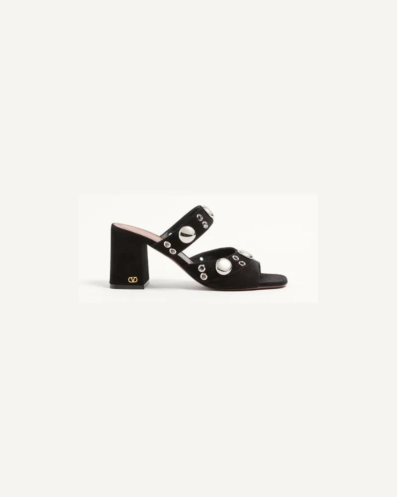 Valentino Garavani Sandalo Slide Nellcôte In Crosta 75Mm Donna NERO Nero