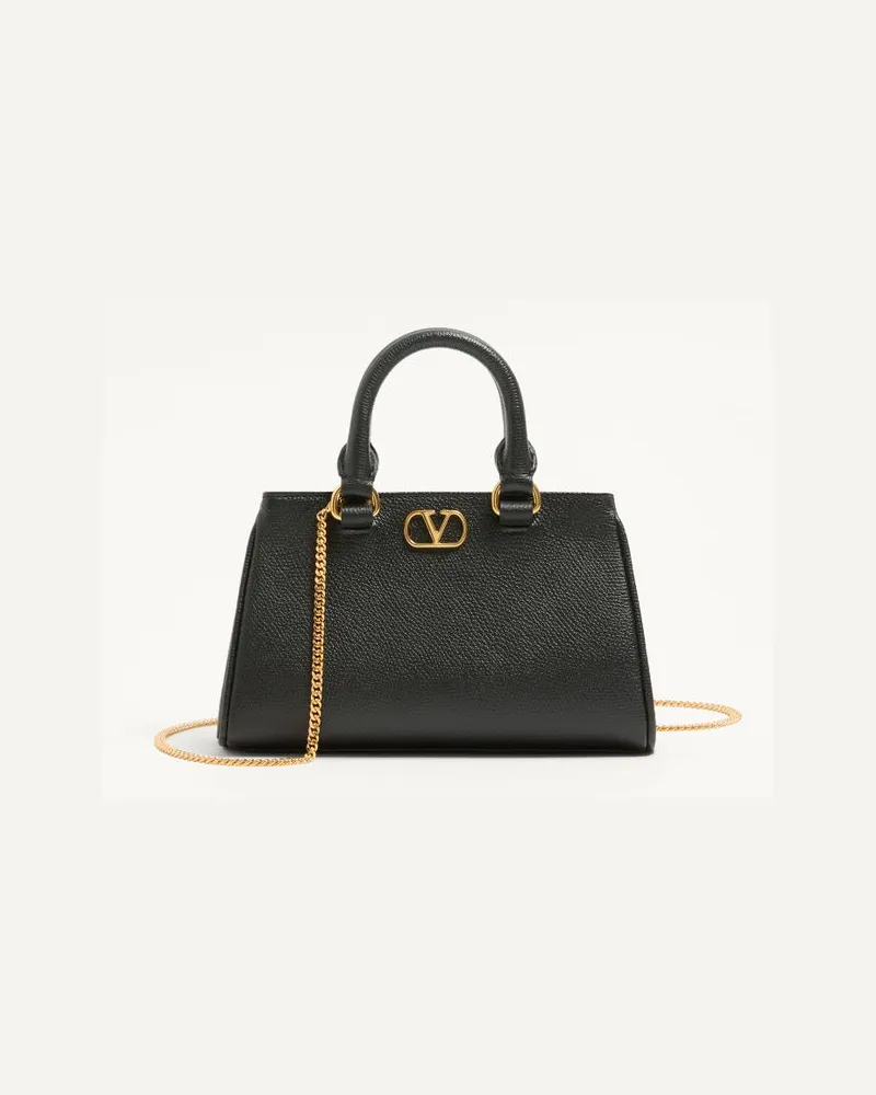 Valentino Garavani Mini borsa VLogo Signature in Vitello Granato Donna NERO Nero