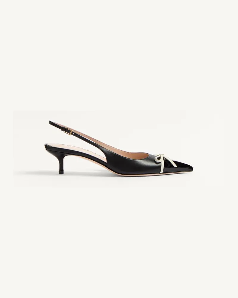 Valentino Garavani Décolleté Slingback Bepointy In Vernice E Capretto 45Mm Donna NERO/AVORIO Nero