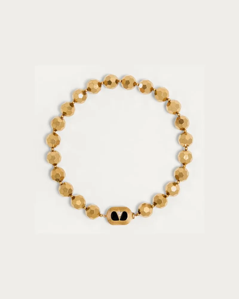 Valentino Garavani Collana Ovalette In Resina, Smalto, Metallo E Cristalli Swarovski Donna YELLOW GOLD/NERO Yellow