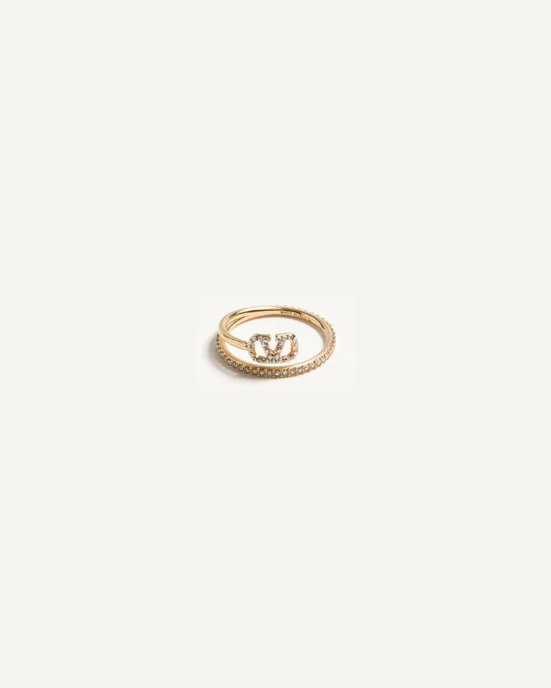 Valentino Garavani Anello VLogo Signature In Metallo E Cristalli Swarovski Donna ORO Oro