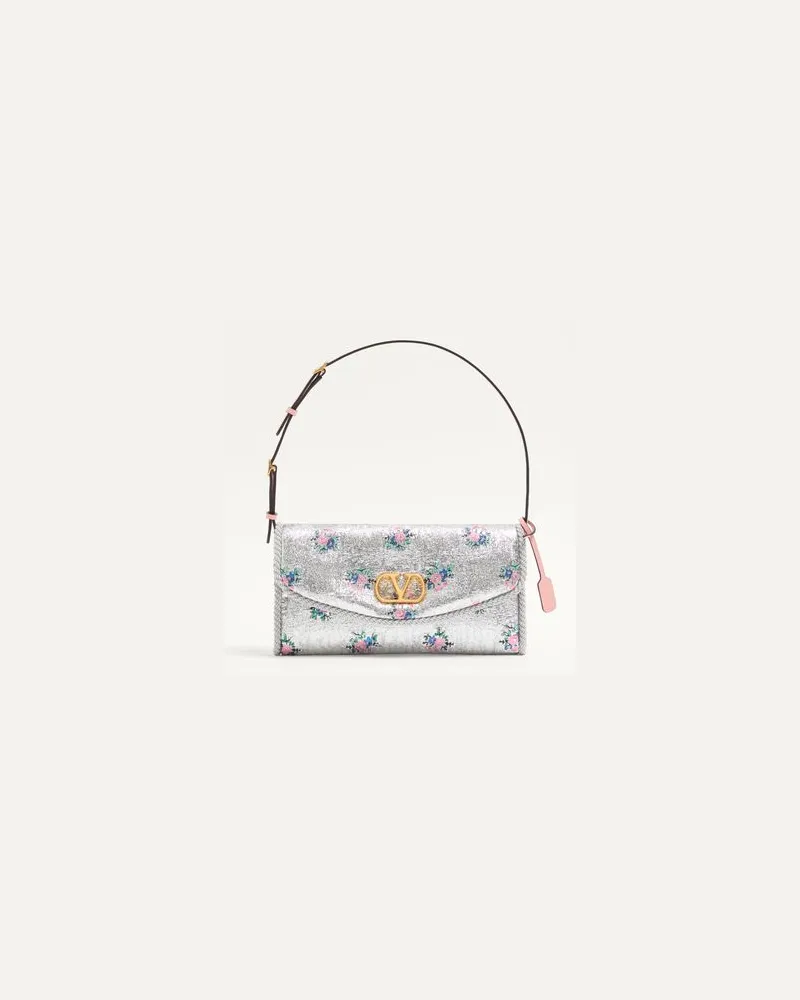 Valentino Garavani Borsa Piccola A Spalla Valentino Garavani DeVain In Tessuto Jacquard Lurex Floreale Donna ARGENTO UNI 