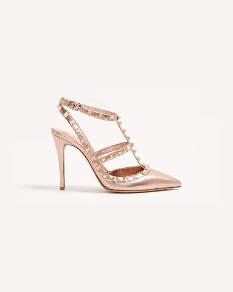 Valentino Garavani Décolleté Rockstud In Nappa Laminata 100Mm Donna ROSE CANNELLE Rose