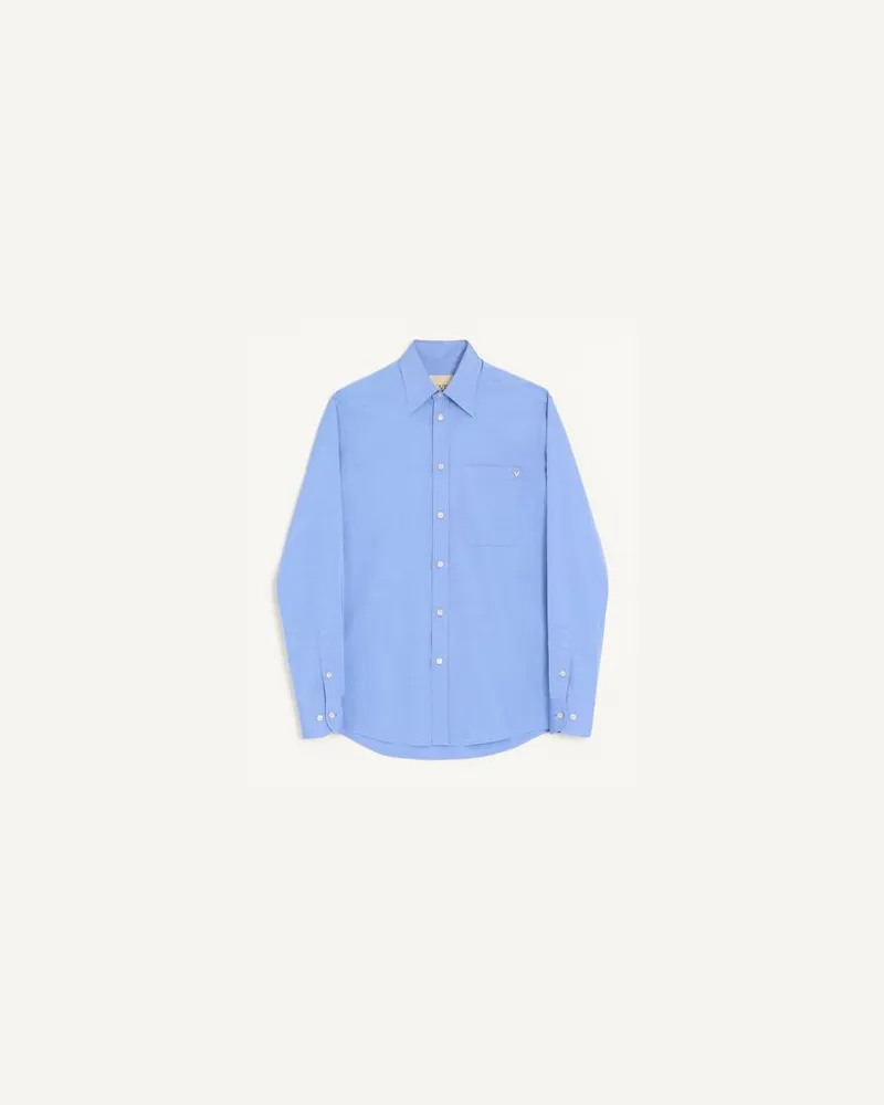 Valentino Garavani Camicia Valentino in oxford di cotone leggero con VGold Uomo BLU CHIARO 41 