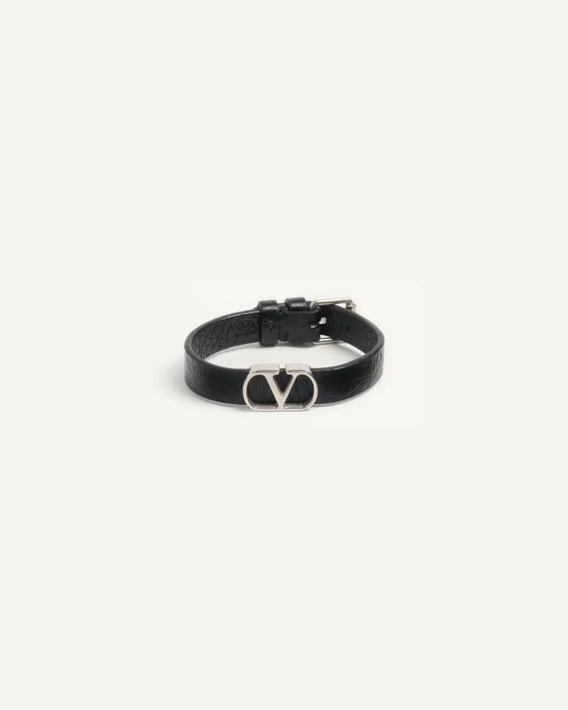 Valentino Garavani Bracciale VLogo Signature In Vitello Granato Uomo NERO Nero
