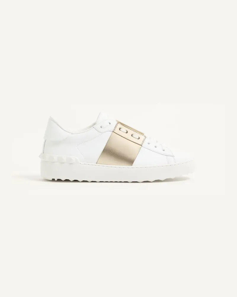 Valentino Garavani Sneaker Open Con Banda Metallizzata Donna BIANCO/PLATINO Bianco