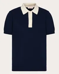 Valentino Garavani POLO IN LANA CON RICAMO VLOGO SIGNATURE Uomo NAVY/AVORIO Navy