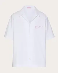 Valentino Garavani CAMICIA DA BOWLING IN COTONE CON RICAMO E STAMPA VLOGO SIGNATURE Uomo BIANCO Bianco